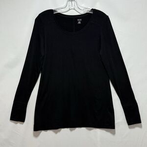 Ana A New Approach Shirt Womens Size Medium Black Long Sleeve Cotton Blend
